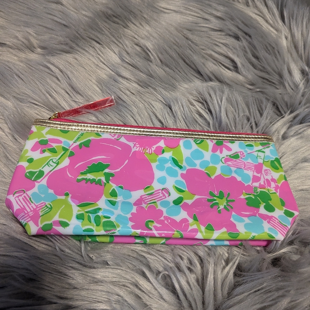 Lilly Pulitzer Estee Lauder Floral Cosmetic Bag - Pink and Green - Picture 4 of 5